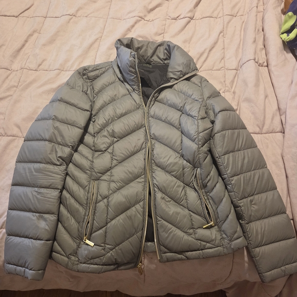 Michael Kors Silver Quilted Puffer Jacket - Picture 1 of 3